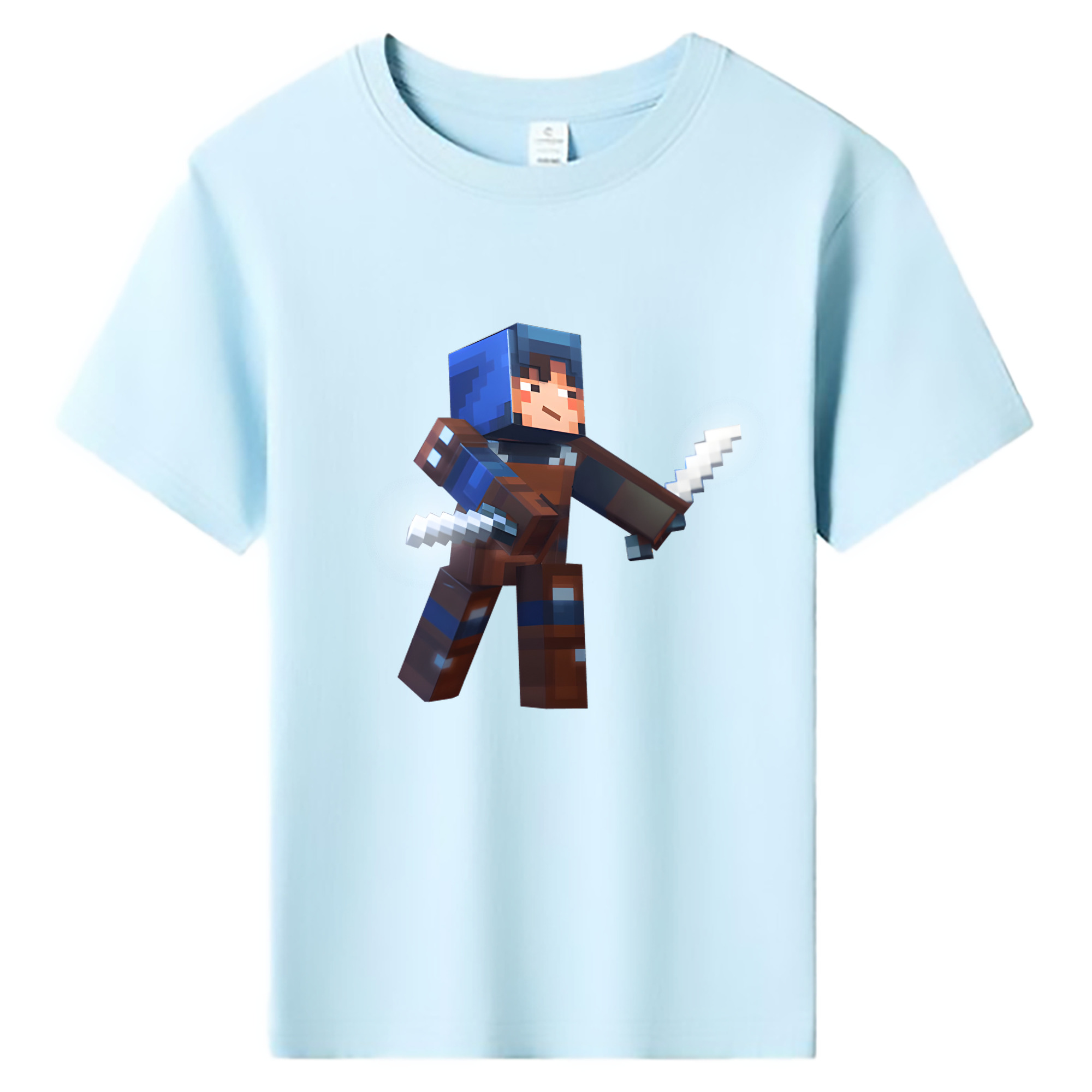 （画像用） マインクラフト ブロックの世界 Minecraft MC Block world 綿100％キッズTシャツ（フロントプリント）